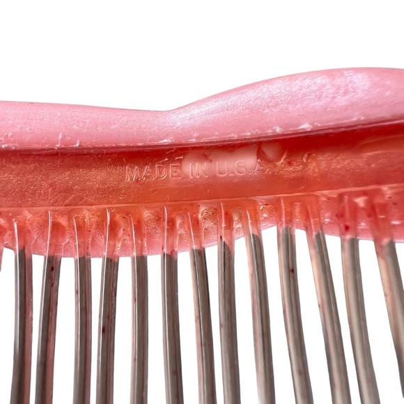 Vintage Pink Plastic Side Hair Comb Chunky Twist Made in USA 3 1/4” GUC - Picture 10 of 10